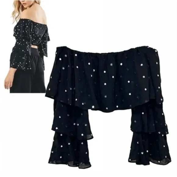 House of Harlow 1960 x Revolve, Sheer Sequin Crop Top 0085 - Picture 1 of 7